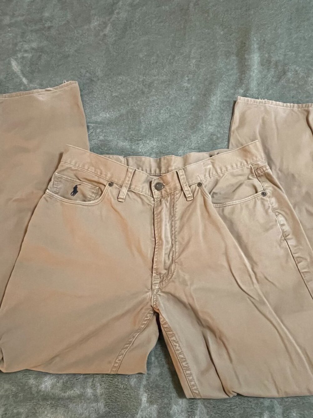 Polo Ralph Lauren Men’s Khaki Pants 34x30 Pony 100% Cotton Dungarees Frayed Hem